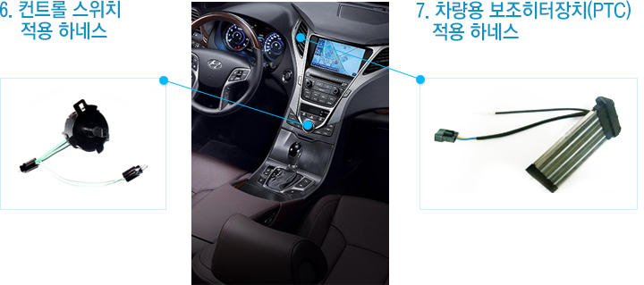6. 컨트롤 스위치 적용 하네스, 7. 차량용 보조히터장치(PTC) 적용 하네스 